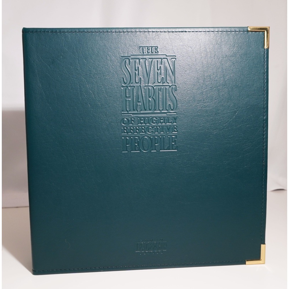 90s Seven Habits of Highly Effective People Green Leather Binder Workbook Insert